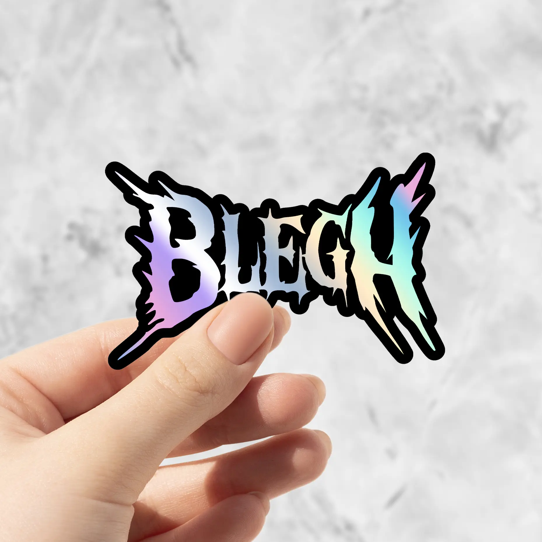 Blegh! Holographic Sticker - Sticker for Laptop, Heavy Metal Sticker, Death Metal Sticker,