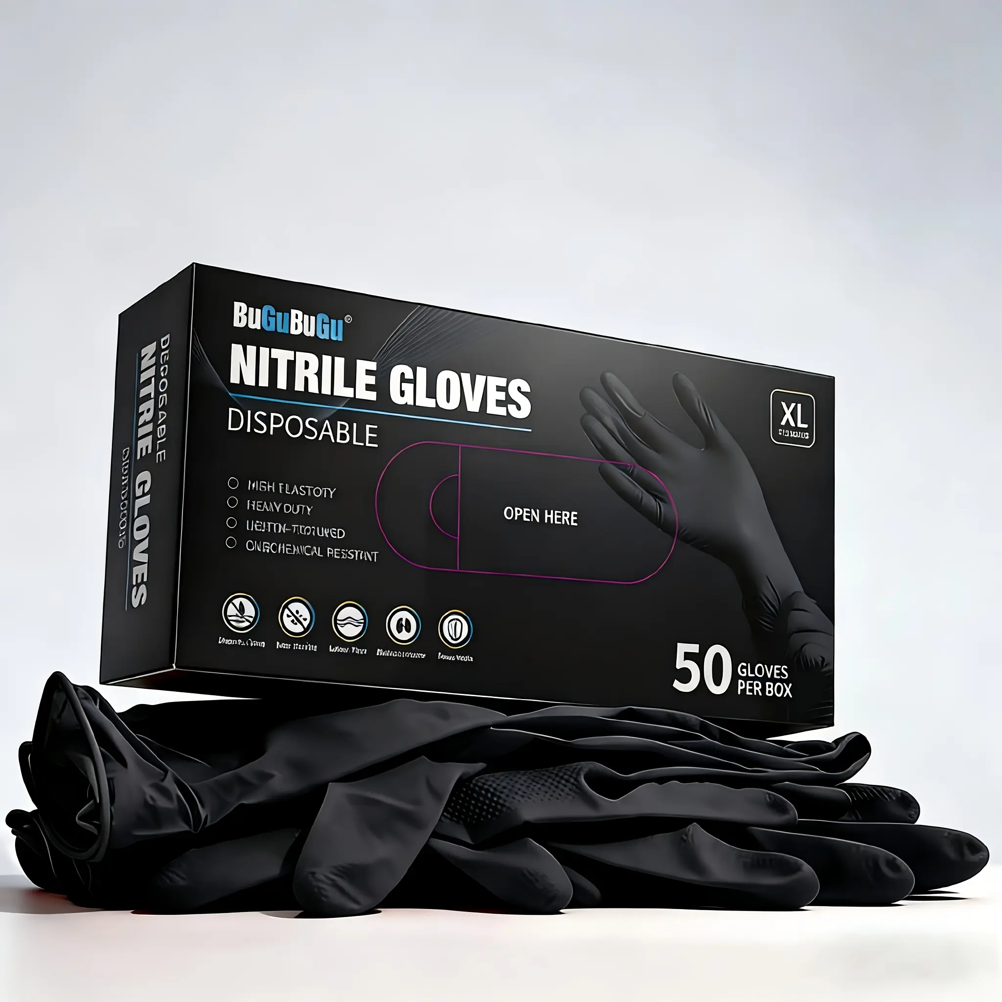 50pcs Black Disposable Pure Nitrile Gloves | Premium Quality for Household Cleaning, Pet Bathing, Tattoo And Beauty Salon Tools, Daily Home Use, And Professional Cleaning Purposes,, Car Care, Gloves, Cleaning Gloves | Textured | Durable