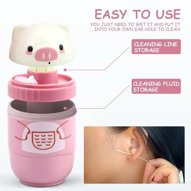 180-piece pack of Piggy Ear Pit Cleaners, including scented cleaning solution, ear piercing care tool set, ear piercing care and deodorizing cleaning tools, suitable for girls and women, an essential ear cleaning product for home use.