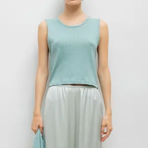 Pointelle Slv/less Crew Eucalyptus