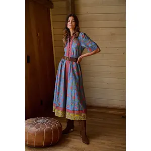 Alexandra Collar Belted Tie Midi Dress