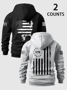 Men's 2-Piece Fleece Lined Fitted Knit Hoodies Sweatshirts Set, Graphic & Letter Print Design, Casual Fashion Daily Wear, Fall Winter Comfortable Clothing
