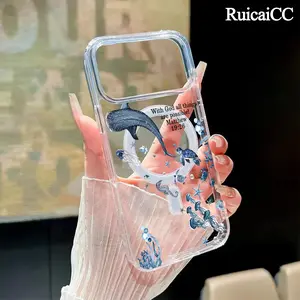 Deep-Sea Whale Bible Quotes Pattern Magnetic Phone Case for iPhone 15 Plus 17 16 Pro Max Air 14 13 12 11 Transparent Shockproof Soft Premium Stylish Durable Protection Case