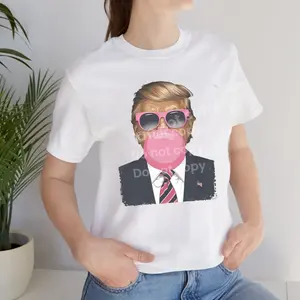 Trump Daddy Bubble Gum Tee - Comfortable Festival Fit Flowy Top with Design on Front, White, Streetwear Casual Style