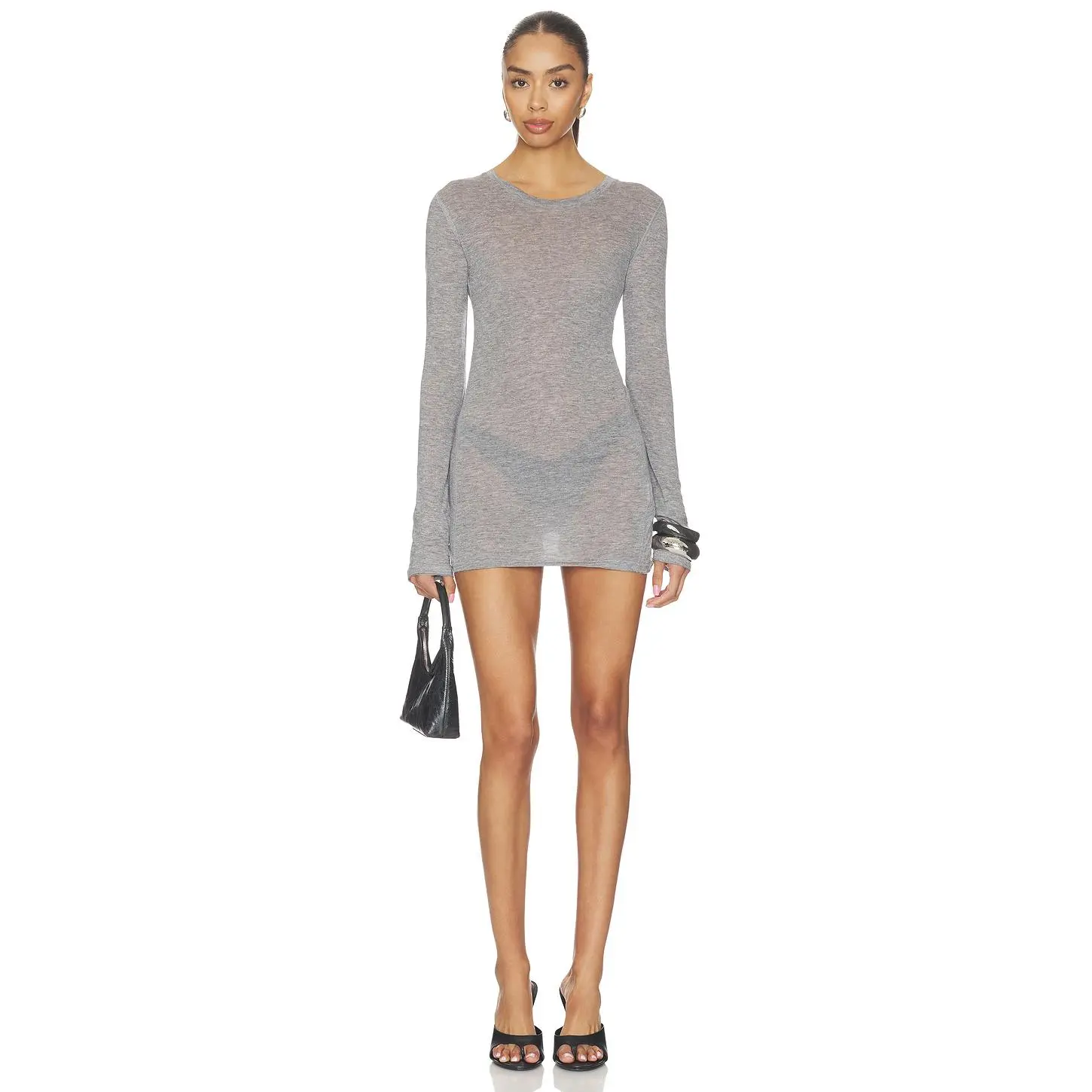 Jaded London Mist Mini Dress in Grey