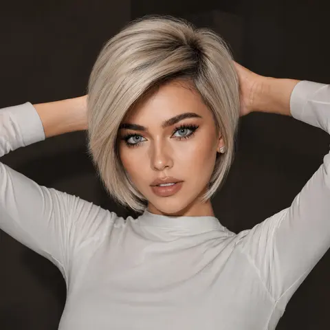 Women's Short Bob Highlighted Golden Blonde Synthetic Full Machine Wig - Side-Part, Glueless, Breathable, Heat Resistant, Quick Wear Fashion Accessory, Short Straight Wigs, Blonde Hair Extensions