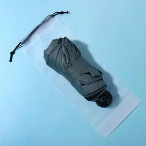 Matte Translucent Plastic Bag Umbrella Storage Bag Reusable Portable Umbrella Drawstring Storage Cover Home Storage Organizer Space Saver Bags