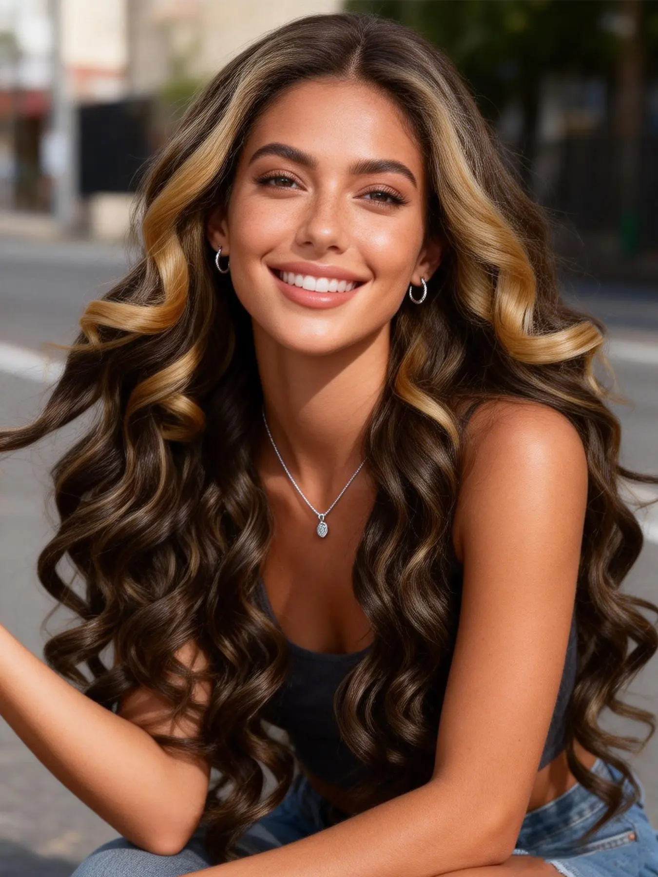 26 Inch Blonde Highlight Body Wave T-Part Lace Front Wig – Heat Resistant Synthetic Hair for Women – Soft, Natural, Natural Looking, and Ready to Wear
