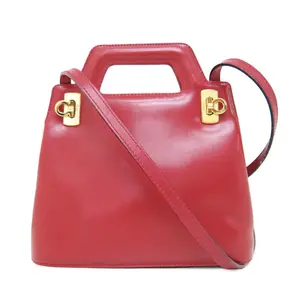 Pre-owned SALVATORE FERRAGAMO Leather Tote Bags Calfskin Wanda Gancini Mini Tote Bag (V723)