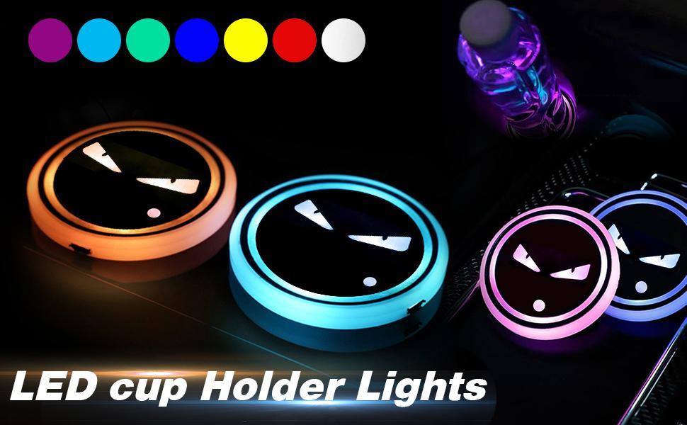DIBMS LED Cup Holder Lights 2PCS - Rechargeable 7 Color-Changing Light Up Cup Holder Insert Coasters for Car Accessories for Teens, Men & Women Decoration Ambient, led lights car
