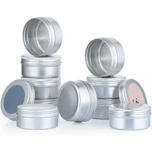 3oz Tins Aluminum Tin Can 10Pack Salve Tins, 3 oz Tin with Lids Refillable Containers With Screw Top and Labels for Salve, Candle, Spices or Balms(Silver)