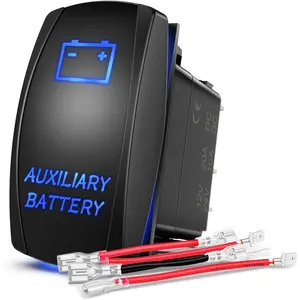 Nilight Auxiliary Battery Rocker Switch Led Light Bar 5 Pin Laser On Off SPST Switches 20A/12V 10A/24V Blue with Jumper Wires Set for Cars Trucks Boats ATVs UTVs RVs