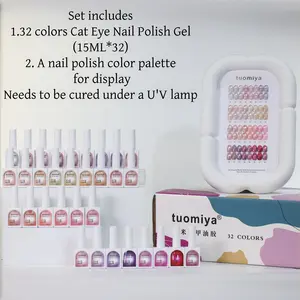 32 Color Cat Eye Nail Polish Gel Set, Rich Colors, Fine, Smooth Texture, Includes Color Palette, Perfect for Nail Art Effects