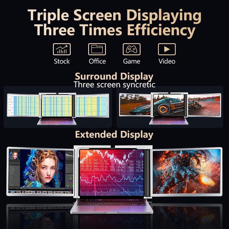 S350 Laptop Monitor Extender, 13.3" IPS Panel 1920x1200 FHD 1200P 60Hz Display, 1-Cable USB-C/USB-A External Monitor for Laptop Work, 1-Cable Easy Installation, Driver-Required First Setup, Compatible with Windows & Mac
