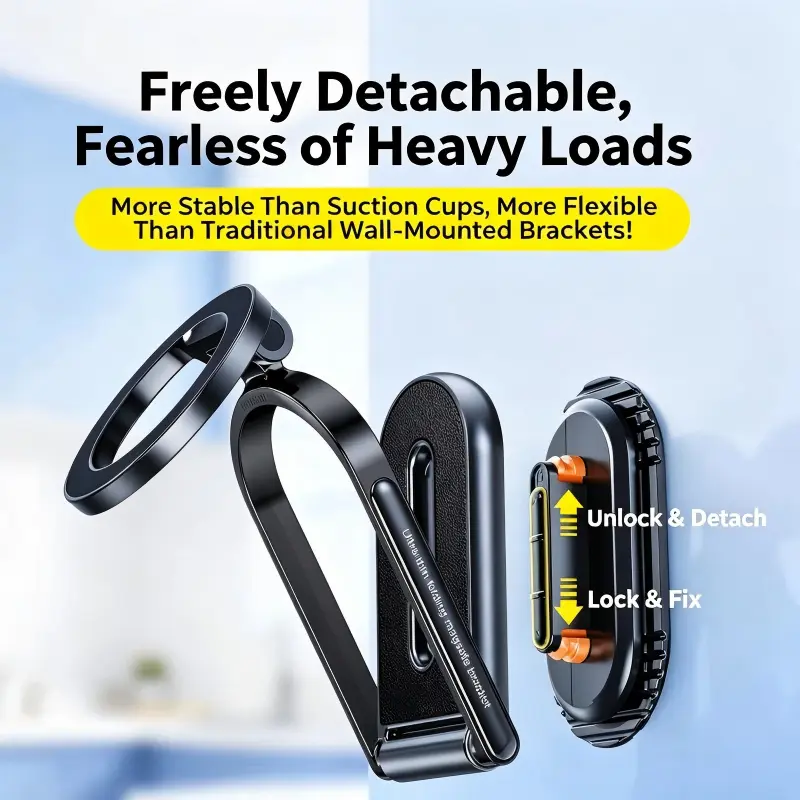Summerwins 3-in-1 Magnetic Car Phone Holder - 360° Adjustable Foldable Stand, Dual Adhesive Bases, Dashboard Mount, Easy Quick Attach & Release, for Flat & Smooth Surfaces, MagSafe-Supported for iPhone 15-17 Pro Max, Office Desk tiktokshopbacktoschool