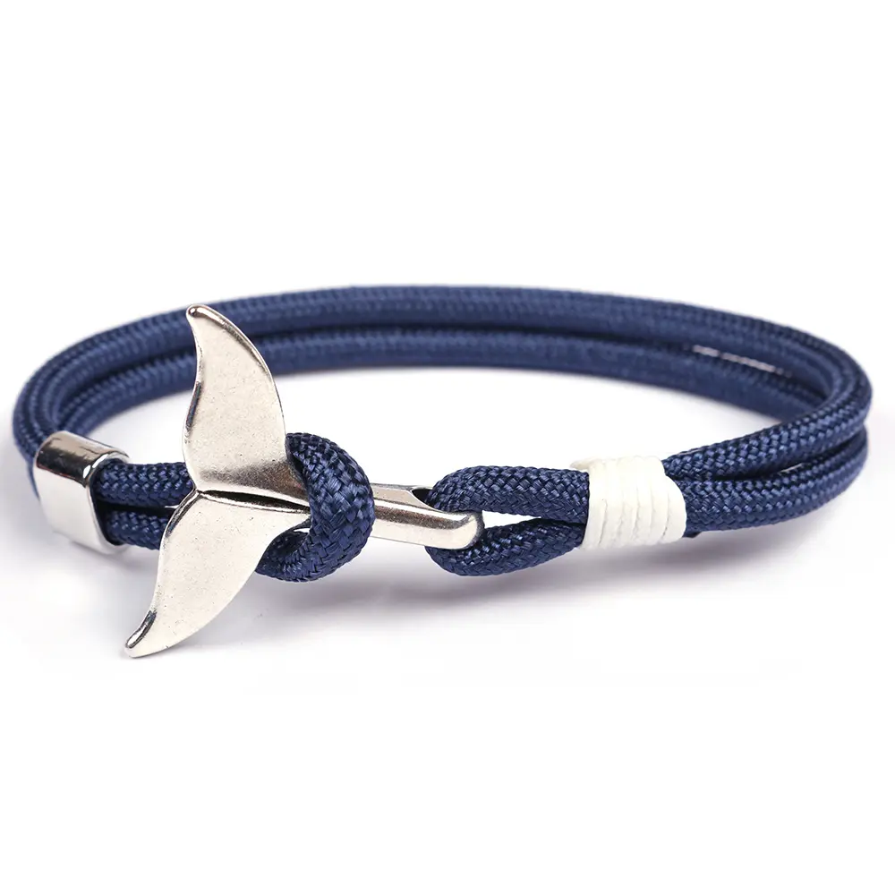 Whale Tail Nylon Paracord Rope Nautical Bracelet 8 Inches
