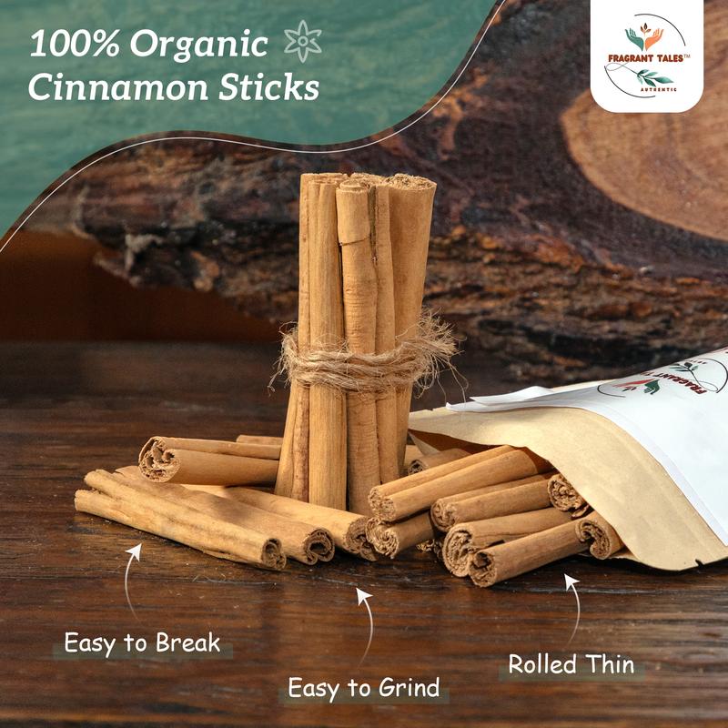 Fragrant Tales Organic Ceylon Cinnamon Sticks Alba Grade Non-GMO Certified 2 oz Refill Pouch for Cooking & Baking Spice Flavor