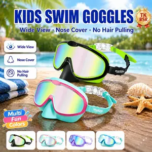 Sharkite Kids Swimming Goggles 3-8/8-15 Years Anti-fog UV Protection Wide Field of View Waterproof Leak Proof for Boys Girls Comfortable Safe Diving Instructor Recommended