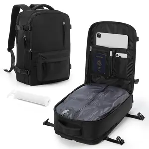 Travel Vacuum Storage Backpack with Air Pump Vacuum Seal Compression Space Saver Bags Clothing Vacpack 18x14x8 inches Travel Bag Carry on Personal item Laptop Work Backpacks Women Men Black