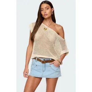 Edikted Women's Trix Off Shoulder Open Knit Top