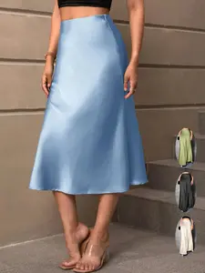 Women's High Waist A-Line Skirt, Satin Material, Smooth, Elegant Versatile Design, Perfect for Daily Casual Wear, Stylish, Chic and Comfortable