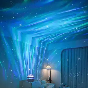 Dreamy Arctic Starry Sky Light Atmosphere Lamp with Remote Control, Aurora Projector Lamp, LED Rotating Projection Lamp for Bedroom Bedside Decor