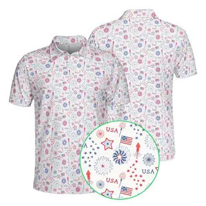 Men’s USA Anniversary Golf Polo with Bold Red, White and Blue Design Inspired by America’s Historic Milestone