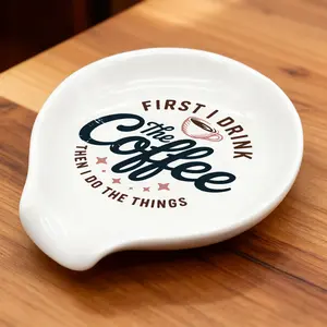 1pc Funny Coffee Spoon Rest Ceramic Spoon Holder Cafe Station Bar Accessories Teaspoon Funny Quote Ceramic Spoon Holder Rests for Station Decor Stove Top Countertop Kitchen Accessories Christmas Thanksgiving Nice Present for Coffee Lovers Tableware