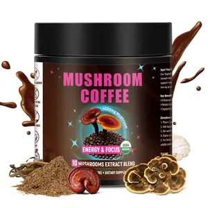 Aromlife Organic Mushroom Coffee for Focus & Energy, 10 Mushroom Extract Blend Arabica Mushroom Coffee for Digestion, Coconut Flavor, Vegan, 6.35 oz