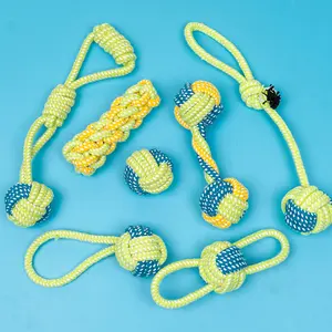 Dog Toy Rope Durable Chew Rope Knot Ball Puppy Chew Rope Labrador Border Collie Golden Retriever Fun Tug-of-War Rope