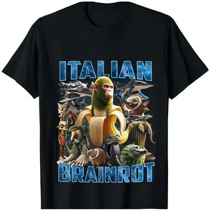 [TikTok Trending] Menswear Relaxed Fit Breathable Casual Fabric Funny Meme Tee - Italian Brainrot Graphic Unisex Cotton Short Sleeve Streetwear T-Shirt
