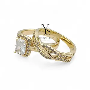 Yordy Elegant Women's 14K Gold Plated Wedding Ring with Zirconia Inlays High-Quality ,for Love & Commitment