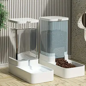 Summer Plastic Transparent Large Capacity automatic Pet Feeding Tools Pet Food Feeder and Water Dispenser, Automatic Dog Cat Feeder Pet Supplies