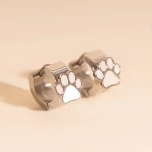 Paw Print Super Chunky 3D Huggie Hoop Earrings Paw Print Super Chunky 3D Huggie Hoop Earrings