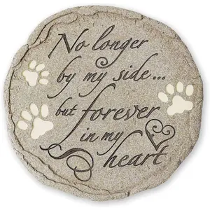 Cat or Dog Grave Marker Garden Memorial Stone, No Longer By My Side But Forever In My Heart, Waterproof Weatherproof Pet Plaque Pet Memorial Condolence Gifts