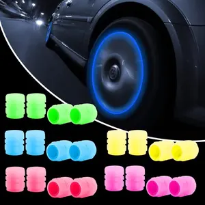 2026 New Glow-In-The-Dark Car Tire Valve Stem Caps Set, Universal Vehicle Fluorescent Waterproof Light Valve Stem Caps, Durable, Easy Install, No Tools Needed