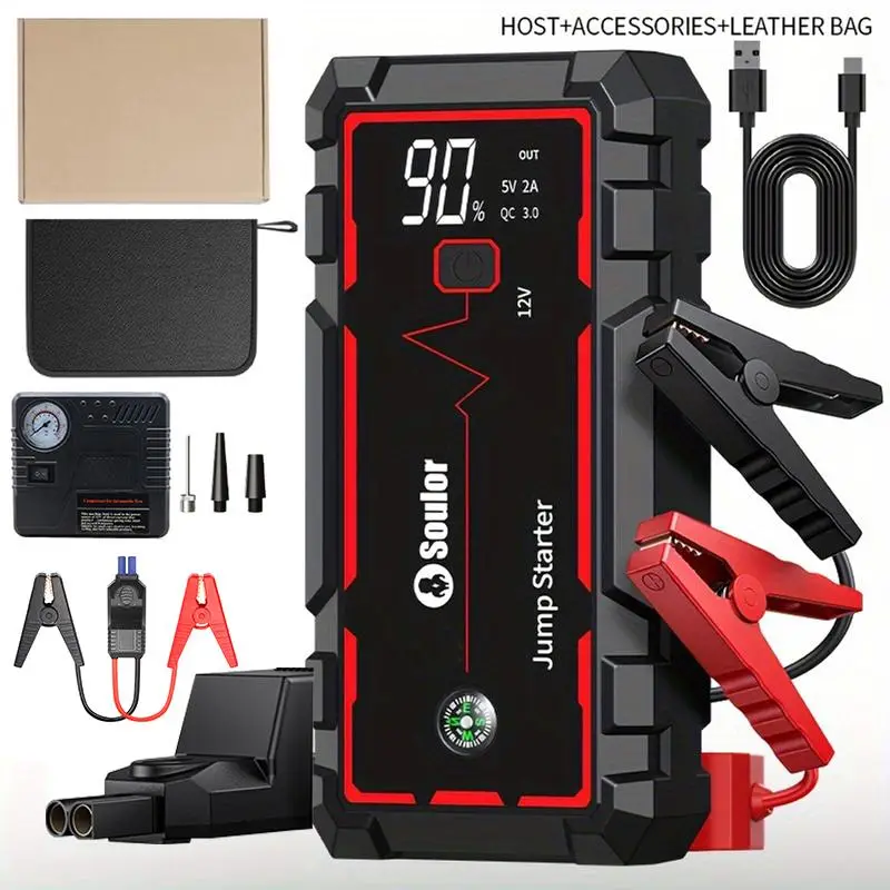 X4A 12V 8000mAh Portable Jump Starter Kit, Car Battery Jump Starter Power Pack, USB Fast Charging, Car Repair Tools, Emergency Rescue, Great Gift for