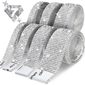 Rhinestone Ribbon 7 Rolls 7 Yards Self Adhesive Diamond Bling Rhinestones Strips, Crystal Rhinestone Tape Diamond Ribbons Wrap Glittering Stickers for Crafts Arts Car DIY Decoration, Silver, 4 Size Metallic Executive Desk Nameplate Sign bedazzled
