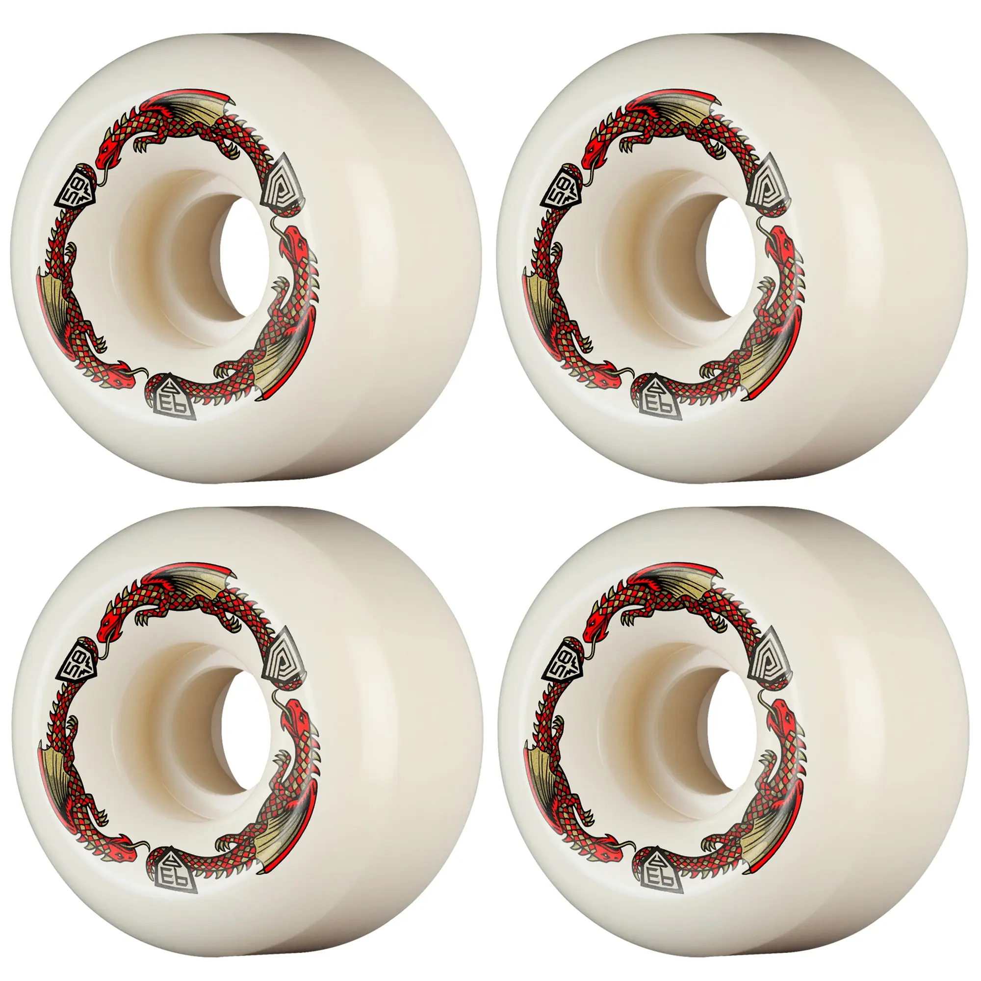Powell Peralta Skateboard Wheels 58mm x 33mm Dragon Formula 93A Ratbones Off White