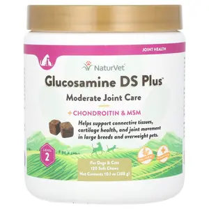 NaturVet Glucosamine DS Plus, + Chondroitin & MSM, For Dogs & Cats, Level 2, 120 Soft Chews, 10.1 oz (288 g)