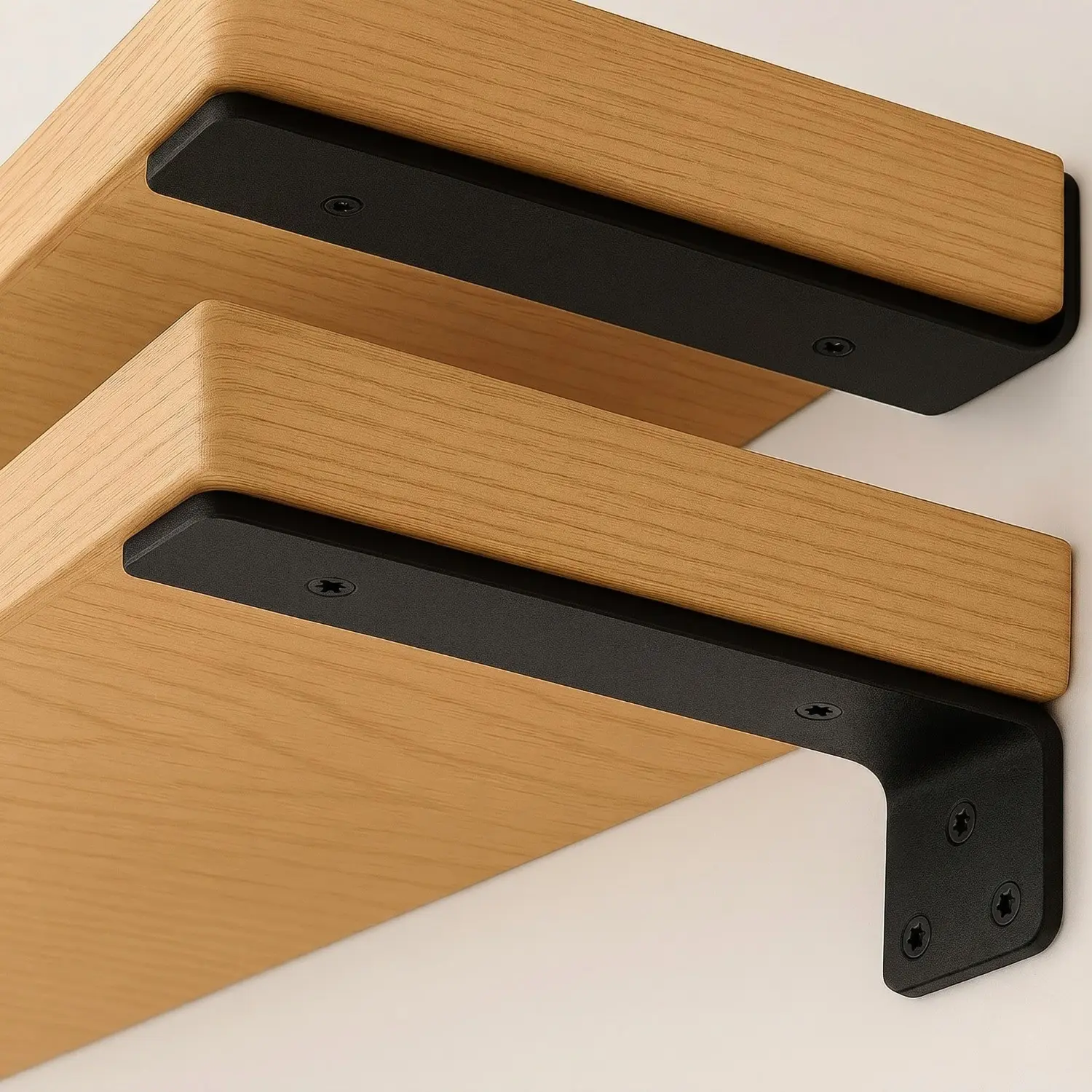 Floating Shelf Bracket, Heavy Duty L Bracket, Black Coated Metal, 160 LBS Load Capacity, 1/5 Inch Thick, 4/8 Pack, Wall Shelf Support Brackets