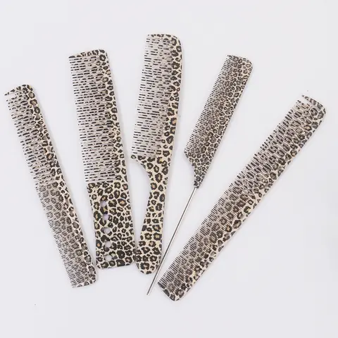 Leopard Print Hair Comb Set - Haircut Combs, Combs for Hair Stylist, Professional Barber Grade for Men & Women, Durable ABS Plastic Hair Styling Tool for Cutting & Grooming