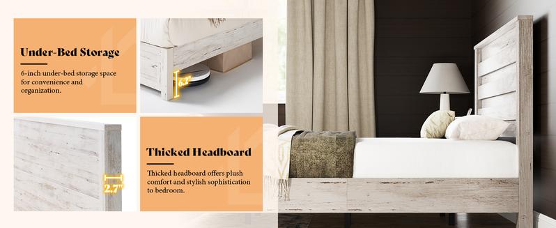 AMERLIFE Farmhouse Bed Frame with 49" Headboard, Platform Bed Frame with Wood Slats Support/Stable & Durable/No Box Spring Needed/Full/Queen/King Size/Best Gift Ideas/Christmas Gifts