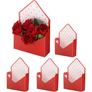 Florist Bouquet Envelope Boxes, 5 Packs Flower Arrangement Box Packaging  Paper Boxes for Wedding, Party, Birthday, Mother's Day, Red