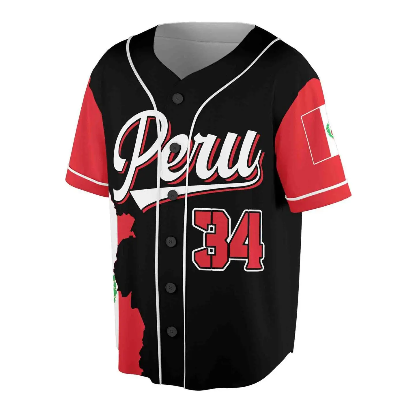 Customized Peru Flag Coat of Arms Baseball Jersey - Personalize Your Patriotism! Limited Stock Name & Number Options Available