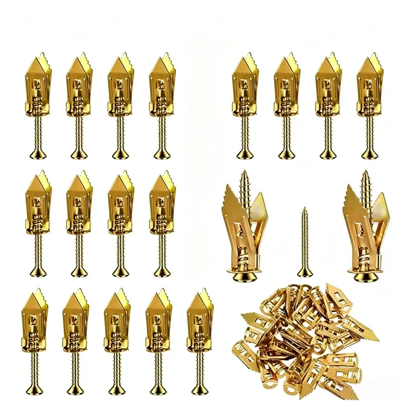 200PCS Count Drywall Self Drilling Anchors andScrews,Easy Application,No Drill or Holes inWall,Heavy-Duty Zinc-Plated Steel Anchors withSelf-Tapping Screws,Hollow Screws and Anchorsfor TV,Bicycle,Cabinet Fixing Accessories