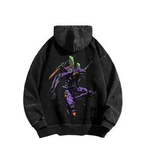 A retro-style American sweatshirt featuring Unit-01 from Neon Genesis Evangelion, a mecha with god-like powers – casual style, 100% cotton, made in the USA, fun street style, and a loose A-line fit.