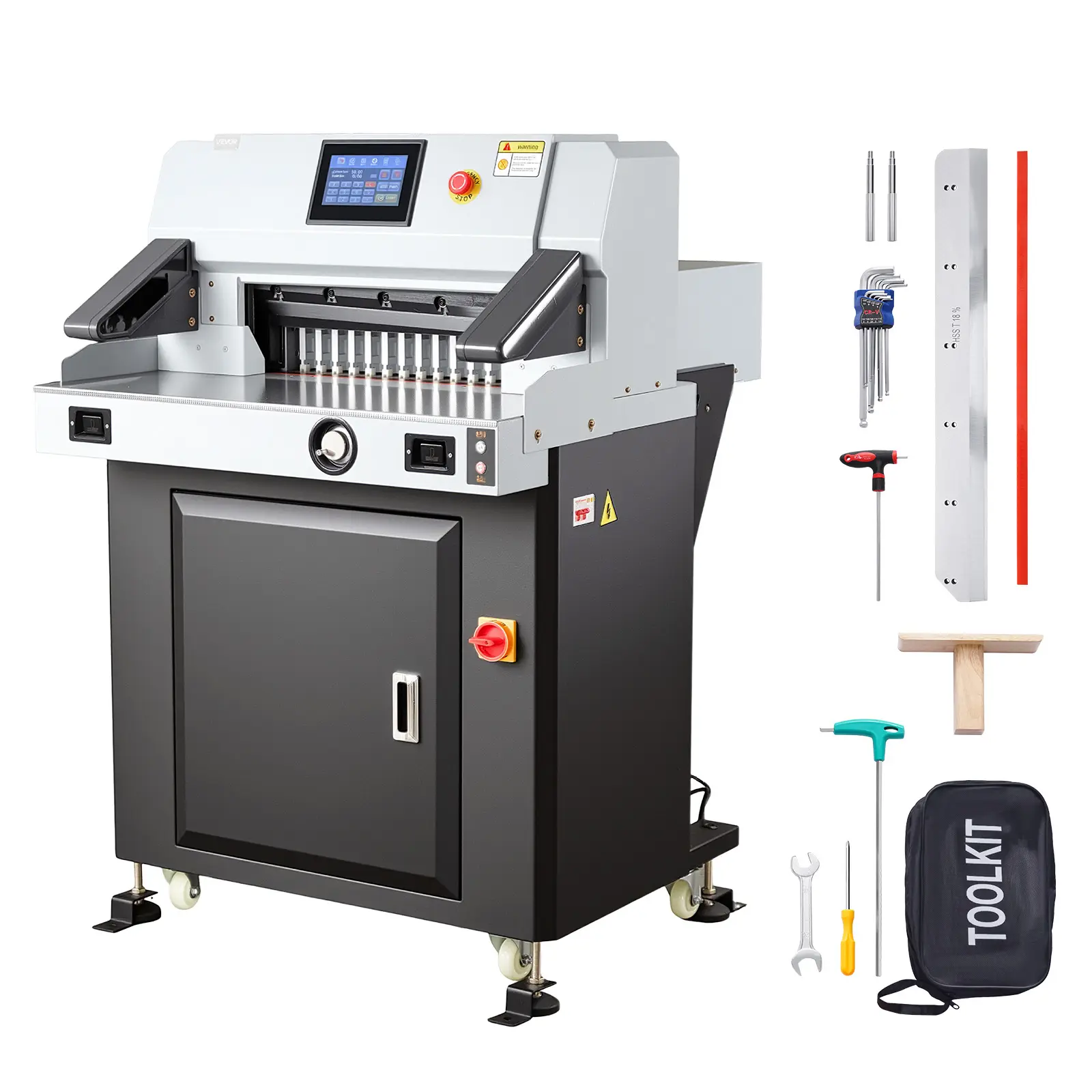 【summerfinds】VEVOR Electric Paper Cutter, 1100W Heavy Duty Paper Cutter Machine With 20.28 in Cutting Width, 3.15 in Cutting Thickness, Electric Guillotine Trimmer with Casters and 7 in Touchscreen, for Print Shop, Automatic Paper Press/Feed