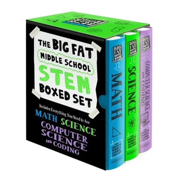The Big Fat Middle School Stem 3-Book Boxed Set: Includes Everything You Need to Ace Math, Science, and Computer Science and Coding -- Workman Publishing, Paperback