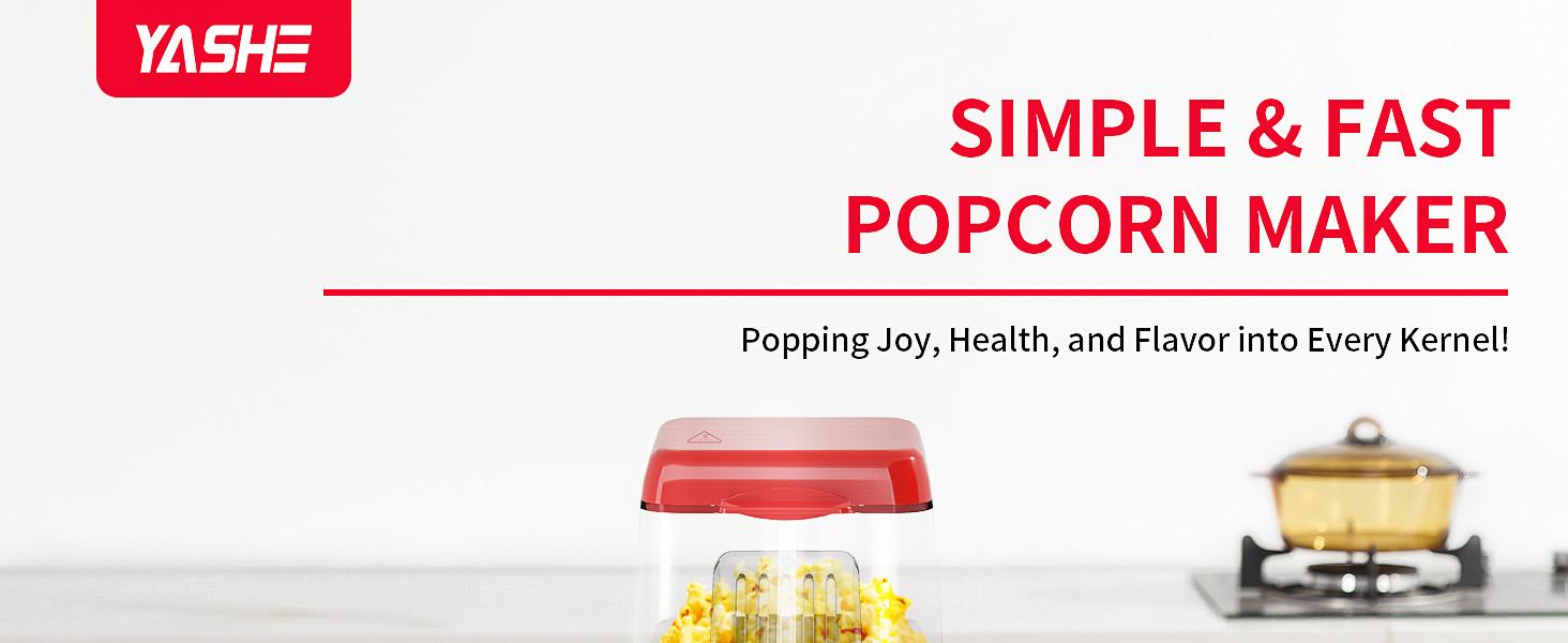 YASHE Hot Air Popcorn Popper Maker - Retro Fast Popcorn Machine, Healthy Oil-Free Design, Ideal for Home Movie Nights and Holiday Gifts